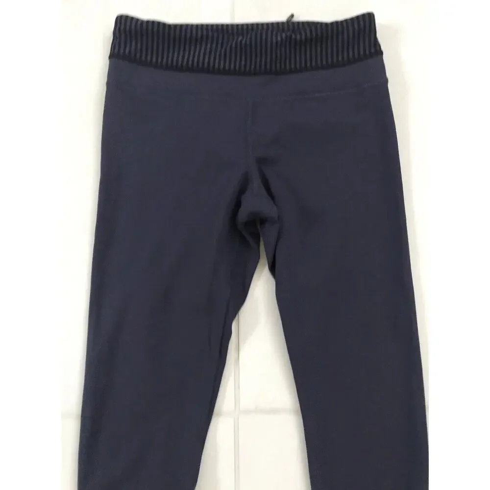 Lululemon Run Stripe Inspire Crop II Activewear Pants Cadet